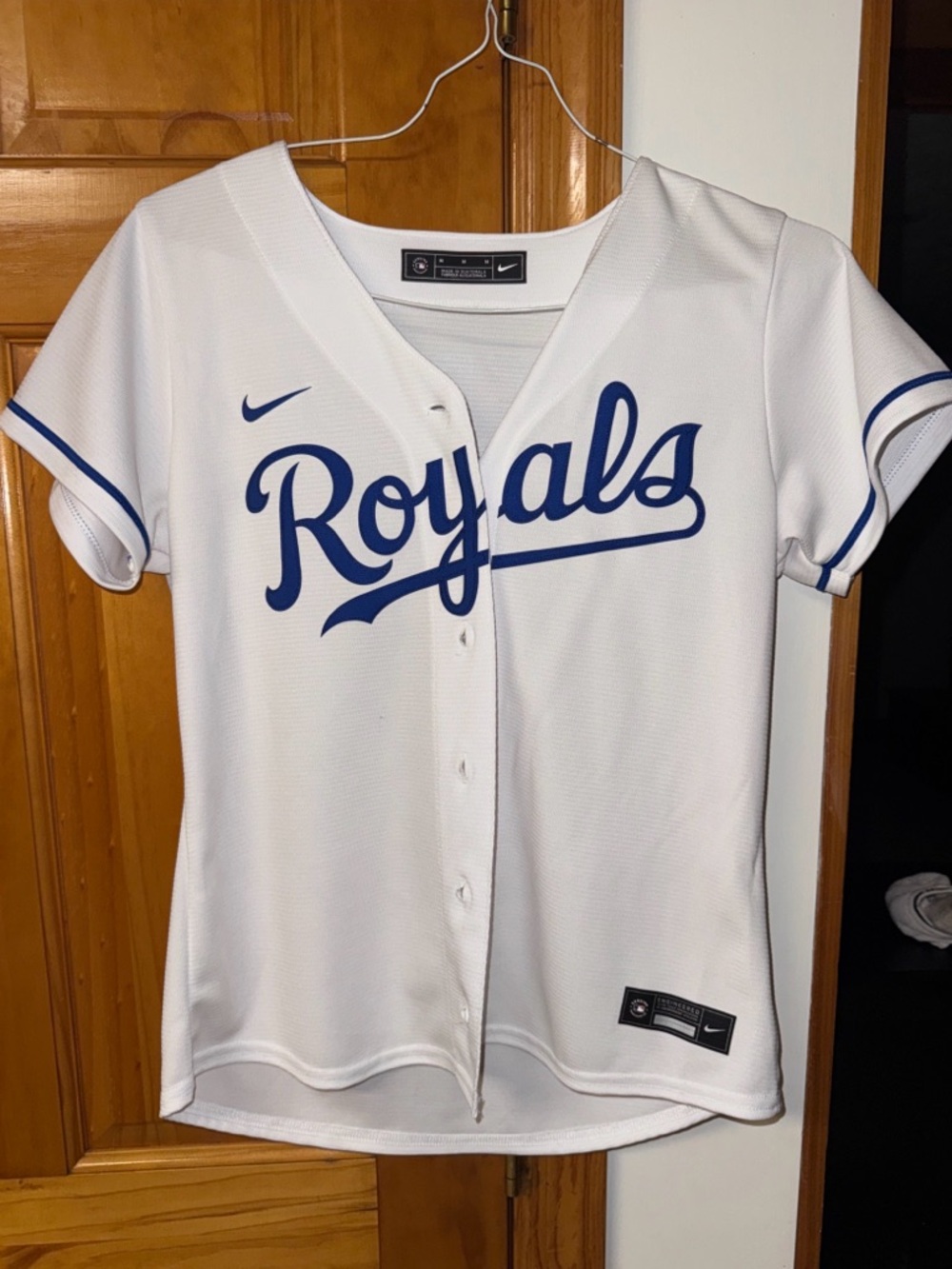 Nike Kansas City Royals White & Royal Blue Baseball Jersey Womens M #13 Perez